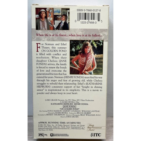 On Golden Pond VHS Movie 1993 Henry Fonda Jane Fonda Katherine Hepburn - Picture 2 of 5
